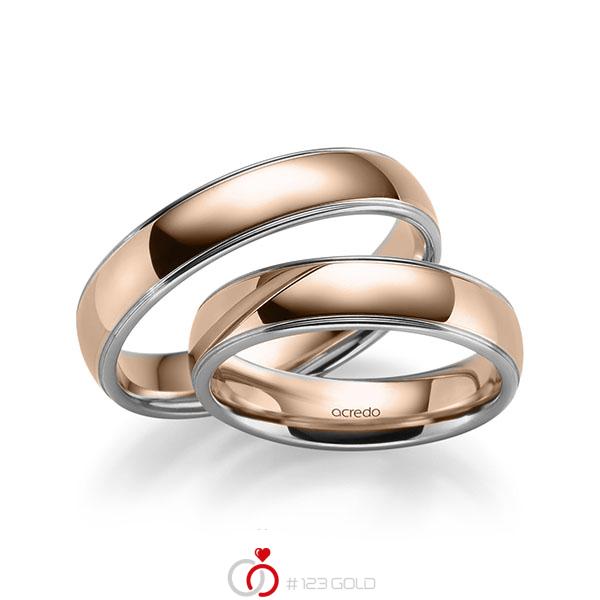 Paar bicolor Trauringe/Eheringe in Graugold 585 Rotgold 585 von acredo - S-1286-4 Paar bicolor Trauringe/Eheringe in Graugold 585 Rotgold 585 von acredo - S-1286-4