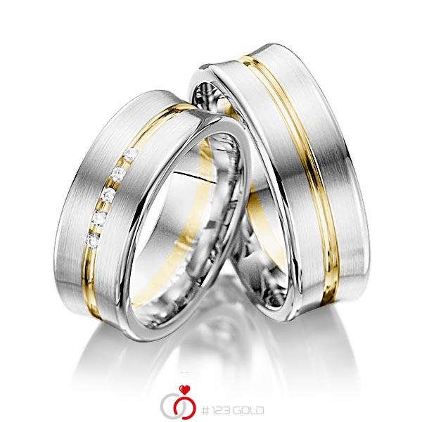 Paar bicolor Trauringe/Eheringe in Graugold dunkel 585 Gelbgold 585 mit zus. 0,05 ct. Brillant tw, si von 123gold - Y-1006-22 Paar bicolor Trauringe/Eheringe in Graugold dunkel 585 Gelbgold 585 mit zus. 0,05 ct. Brillant tw, si von 123gold - Y-1006-22