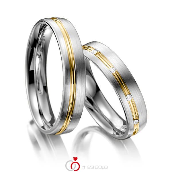 Paar bicolor Trauringe/Eheringe in Graugold dunkel 585 Gelbgold 585 mit zus. 0,05 ct. Brillant tw, si von 123gold - Y-1009-23 Paar bicolor Trauringe/Eheringe in Graugold dunkel 585 Gelbgold 585 mit zus. 0,05 ct. Brillant tw, si von 123gold - Y-1009-23