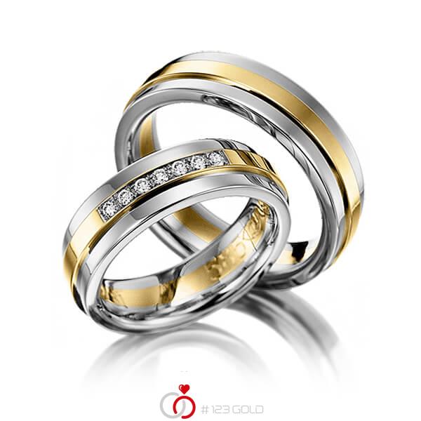 Paar bicolor Trauringe/Eheringe in Graugold dunkel 585 Gelbgold 585 mit zus. 0,14 ct. Brillant tw, si von 123gold - Y-1142-8 Paar bicolor Trauringe/Eheringe in Graugold dunkel 585 Gelbgold 585 mit zus. 0,14 ct. Brillant tw, si von 123gold - Y-1142-8