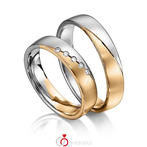 Paar bicolor Trauringe/Eheringe in Graugold dunkel 585 Roségold 585 mit zus. 0,05 ct. Brillant tw, si von acredo - S-1146-8 Paar bicolor Trauringe/Eheringe in Graugold dunkel 585 Roségold 585 mit zus. 0,05 ct. Brillant tw, si von acredo - S-1146-8