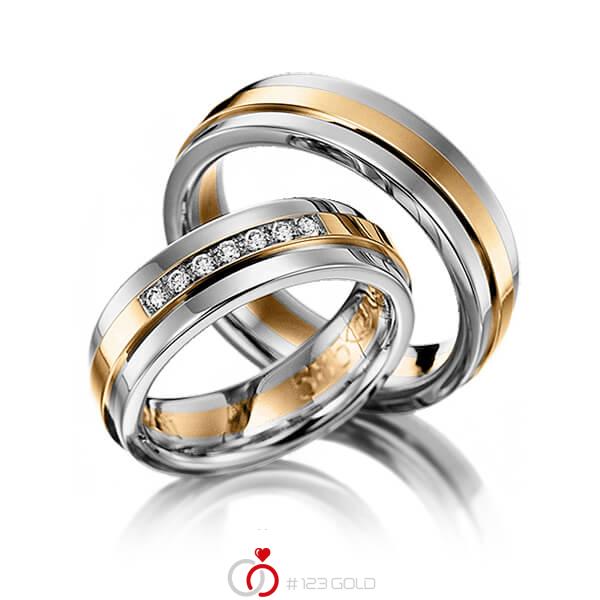 Paar bicolor Trauringe/Eheringe in Graugold dunkel 585 Roségold 585 mit zus. 0,14 ct. Brillant tw, si von 123gold - Y-1142-9 Paar bicolor Trauringe/Eheringe in Graugold dunkel 585 Roségold 585 mit zus. 0,14 ct. Brillant tw, si von 123gold - Y-1142-9