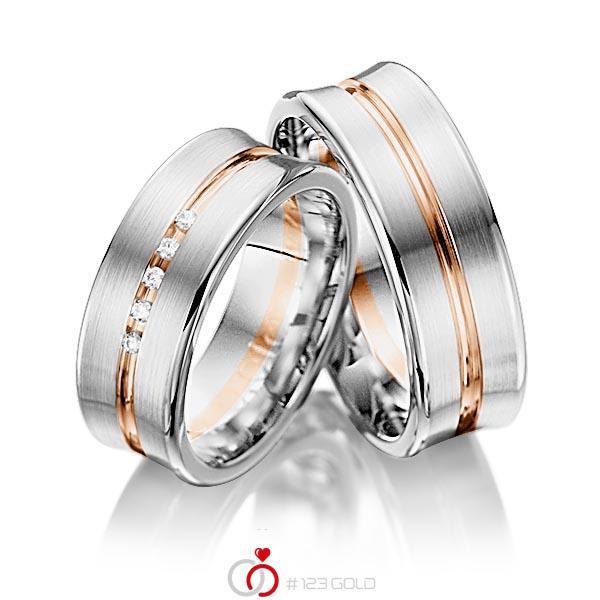 Paar bicolor Trauringe/Eheringe in Graugold dunkel 585 Rotgold 585 mit zus. 0,05 ct. Brillant tw, si von 123gold - Y-1006-24 Paar bicolor Trauringe/Eheringe in Graugold dunkel 585 Rotgold 585 mit zus. 0,05 ct. Brillant tw, si von 123gold - Y-1006-24
