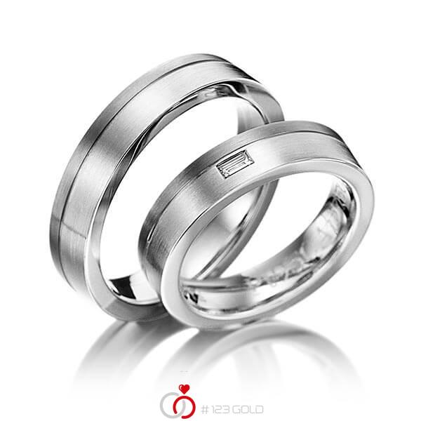 Paar bicolor Trauringe/Eheringe in Graugold dunkel 585 Weissgold 585 mit zus. 0,06 ct. Baguette-Diamant tw, vs von 123gold - Y-1034-8 Paar bicolor Trauringe/Eheringe in Graugold dunkel 585 Weissgold 585 mit zus. 0,06 ct. Baguette-Diamant tw, vs von 123gold - Y-1034-8