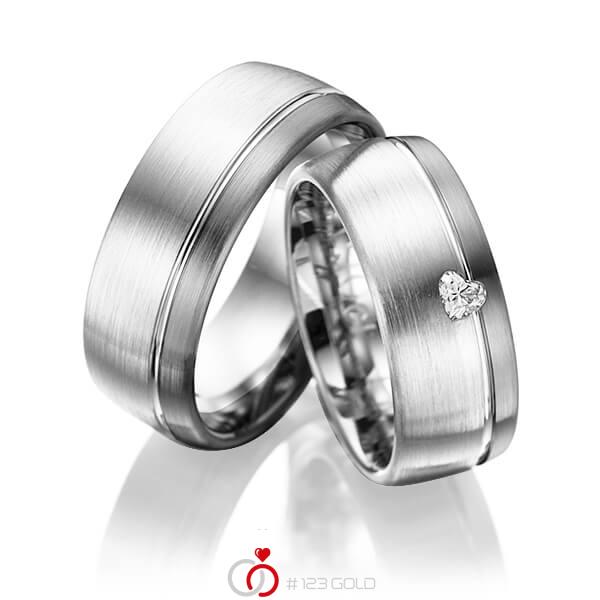 Paar bicolor Trauringe/Eheringe in Graugold dunkel 585 Weißgold 585 mit zus. 0,1 ct. Herz-Diamant tw, vs von 123gold - Y-1011-26 Paar bicolor Trauringe/Eheringe in Graugold dunkel 585 Weißgold 585 mit zus. 0,1 ct. Herz-Diamant tw, vs von 123gold - Y-1011-26