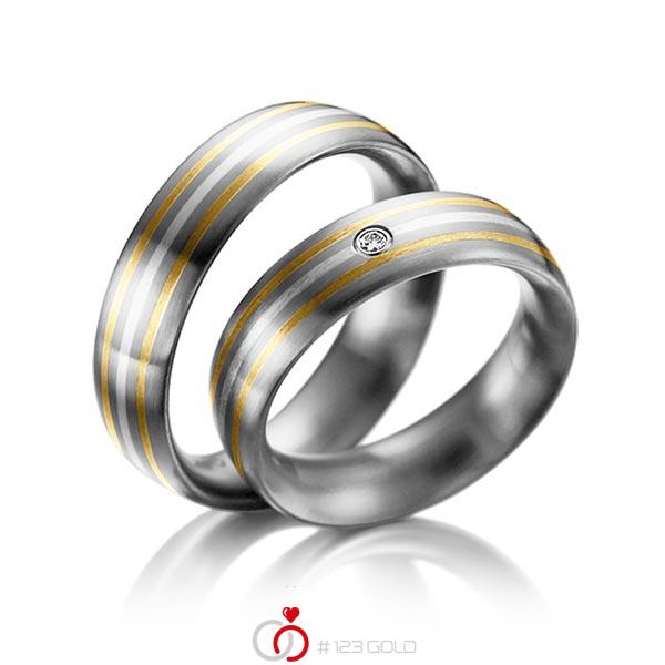 Paar bicolor Trauringe/Eheringe in Innen Edelstahl , aussen Edelstahl Feingold 999 Silber 999 mit zus. 0,03 ct. Brillant tw, si von 123gold - E-2015-1 Paar bicolor Trauringe/Eheringe in Innen Edelstahl , aussen Edelstahl Feingold 999 Silber 999 mit zus. 0,03 ct. Brillant tw, si von 123gold - E-2015-1
