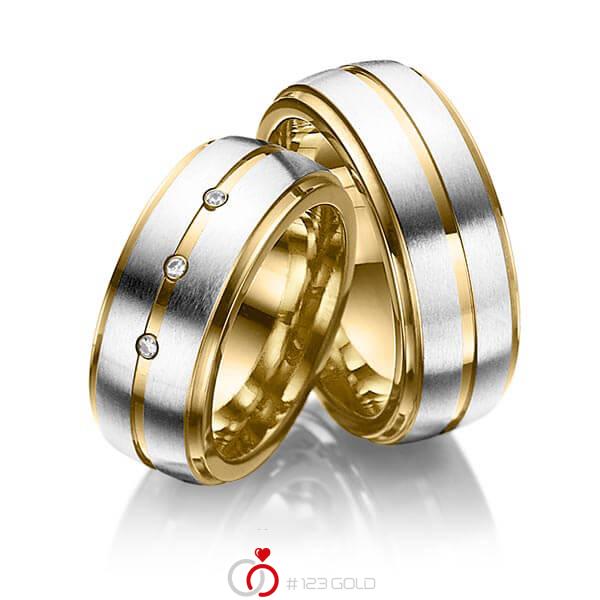 Paar bicolor Trauringe/Eheringe in Innen Edelstahl mit PVD-Beschichtung Gelbgold , aussen Edelstahl mit PVD-Beschichtung Gelbgold mit zus. 0,045 ct. Brillant tw, si von 123gold - E-2005-1 Paar bicolor Trauringe/Eheringe in Innen Edelstahl mit PVD-Beschichtung Gelbgold , aussen Edelstahl mit PVD-Beschichtung Gelbgold mit zus. 0,045 ct. Brillant tw, si von 123gold - E-2005-1