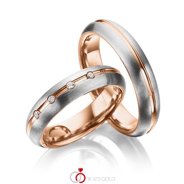 Paar bicolor Trauringe/Eheringe in Innen Edelstahl mit PVD-Beschichtung Rotgold , aussen Edelstahl Edelstahl mit PVD-Beschichtung Rotgold mit zus. 0,06 ct. Brillant tw, si von 123gold - E-2008-2 Paar bicolor Trauringe/Eheringe in Innen Edelstahl mit PVD-Beschichtung Rotgold , aussen Edelstahl Edelstahl mit PVD-Beschichtung Rotgold mit zus. 0,06 ct. Brillant tw, si von 123gold - E-2008-2