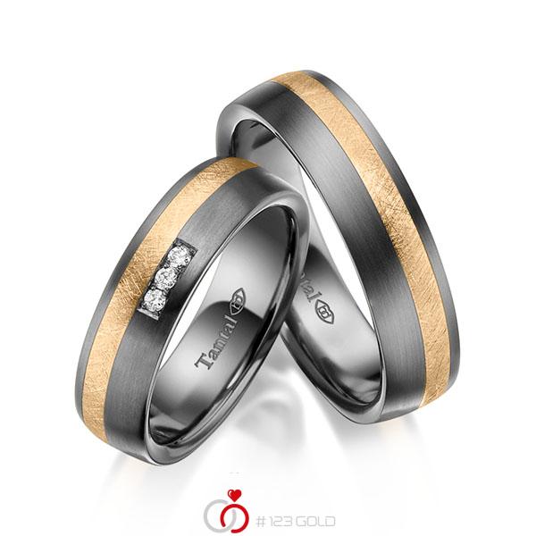 Paar bicolor Trauringe/Eheringe in Innen Tantal 900 , außen Tantal 900 Roségold 750 mit zus. 0,06 ct. Brillant tw, si - UQ-1061-1 Paar bicolor Trauringe/Eheringe in Innen Tantal 900 , außen Tantal 900 Roségold 750 mit zus. 0,06 ct. Brillant tw, si - UQ-1061-1