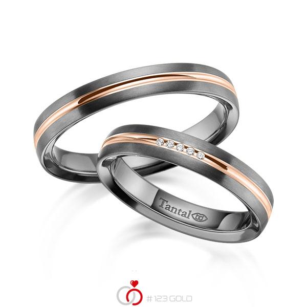Paar bicolor Trauringe/Eheringe in Innen Tantal 900 , aussen Tantal 900 Rotgold 750 mit zus. 0,025 ct. Brillant tw, si - UQ-1052-3 Paar bicolor Trauringe/Eheringe in Innen Tantal 900 , aussen Tantal 900 Rotgold 750 mit zus. 0,025 ct. Brillant tw, si - UQ-1052-3