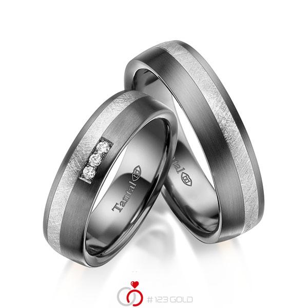 Paar bicolor Trauringe/Eheringe in Innen Tantal 900 , außen Tantal 900 Silber 925 mit zus. 0,06 ct. Brillant tw, si - UQ-1061-4 Paar bicolor Trauringe/Eheringe in Innen Tantal 900 , außen Tantal 900 Silber 925 mit zus. 0,06 ct. Brillant tw, si - UQ-1061-4