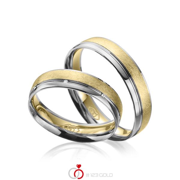 Paar bicolor Trauringe/Eheringe in Platin 600 Gelbgold 585 mit zus. 0,035 ct. Brillant tw, si - NP-1213-6 Paar bicolor Trauringe/Eheringe in Platin 600 Gelbgold 585 mit zus. 0,035 ct. Brillant tw, si - NP-1213-6