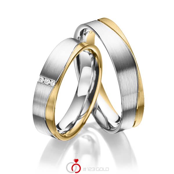 Paar bicolor Trauringe/Eheringe in Platin 950 Gelbgold 750 mit zus. 0,03 ct. Brillant tw, si von acredo - A-3024-6 Paar bicolor Trauringe/Eheringe in Platin 950 Gelbgold 750 mit zus. 0,03 ct. Brillant tw, si von acredo - A-3024-6