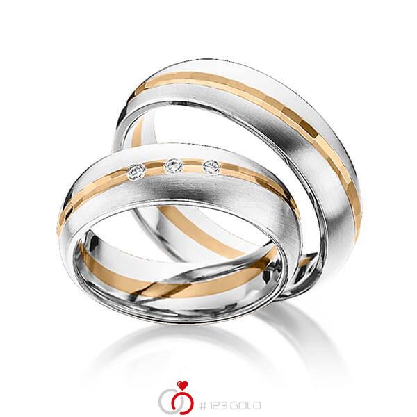 Paar bicolor Trauringe/Eheringe in Platin 950 Roségold 750 mit zus. 0,045 ct. Brillant tw, si von 123gold - Y-1292-7 Paar bicolor Trauringe/Eheringe in Platin 950 Roségold 750 mit zus. 0,045 ct. Brillant tw, si von 123gold - Y-1292-7