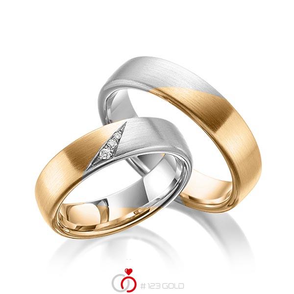 Paar bicolor Trauringe/Eheringe in Roségold 585 Graugold 585 mit zus. 0,03 ct. Brillant tw, si von 123gold - Y-1371-2 Paar bicolor Trauringe/Eheringe in Roségold 585 Graugold 585 mit zus. 0,03 ct. Brillant tw, si von 123gold - Y-1371-2