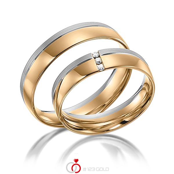 Paar bicolor Trauringe/Eheringe in Roségold 585 Graugold 585 mit zus. 0,03 ct. Brillant tw, si von acredo - S-1105-9 Paar bicolor Trauringe/Eheringe in Roségold 585 Graugold 585 mit zus. 0,03 ct. Brillant tw, si von acredo - S-1105-9