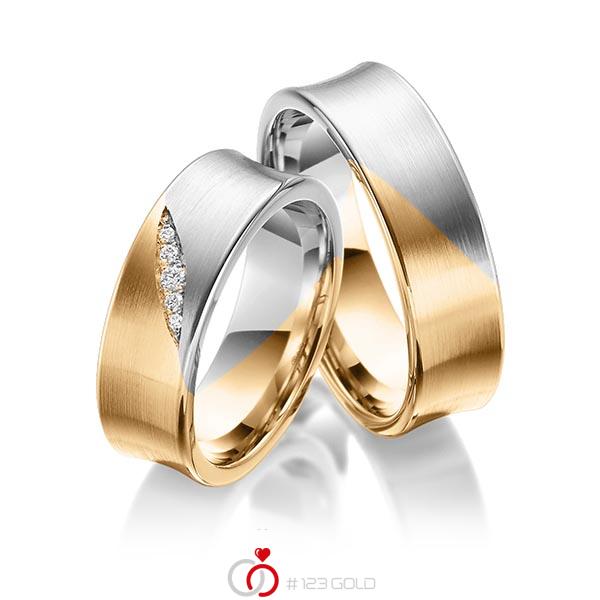 Paar bicolor Trauringe/Eheringe in Roségold 585 Graugold 585 mit zus. 0,05 ct. Brillant tw, si von 123gold - Y-1372-2 Paar bicolor Trauringe/Eheringe in Roségold 585 Graugold 585 mit zus. 0,05 ct. Brillant tw, si von 123gold - Y-1372-2