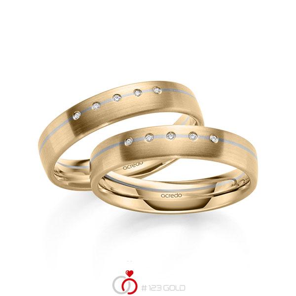 Paar bicolor Trauringe/Eheringe in Roségold 585 Graugold 585 mit zus. 0,05 ct. Brillant tw, si von acredo - A-2186-3 Paar bicolor Trauringe/Eheringe in Roségold 585 Graugold 585 mit zus. 0,05 ct. Brillant tw, si von acredo - A-2186-3