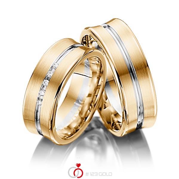 Paar bicolor Trauringe/Eheringe in Roségold 585 Graugold 585 mit zus. 0,05 ct. Brillant tw, si von Steinberg - Q-1233-9 Paar bicolor Trauringe/Eheringe in Roségold 585 Graugold 585 mit zus. 0,05 ct. Brillant tw, si von Steinberg - Q-1233-9