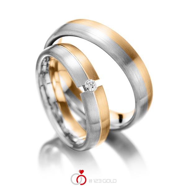 Paar bicolor Trauringe/Eheringe in Roségold 585 Graugold 585 mit zus. 0,05 ct. Brillant tw, si von Steinberg - Q-1244-6 Paar bicolor Trauringe/Eheringe in Roségold 585 Graugold 585 mit zus. 0,05 ct. Brillant tw, si von Steinberg - Q-1244-6