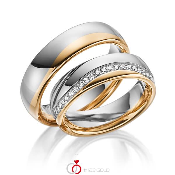 Paar bicolor Trauringe/Eheringe in Roségold 585 Graugold 585 mit zus. 0,47 ct. Brillant tw, si von Steinberg - Q-1192-2 Paar bicolor Trauringe/Eheringe in Roségold 585 Graugold 585 mit zus. 0,47 ct. Brillant tw, si von Steinberg - Q-1192-2