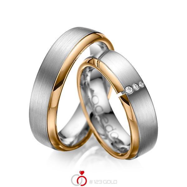 Paar bicolor Trauringe/Eheringe in Roségold 585 Graugold dunkel 585 mit zus. 0,03 ct. Brillant tw, si von acredo - A-1067-13 Paar bicolor Trauringe/Eheringe in Roségold 585 Graugold dunkel 585 mit zus. 0,03 ct. Brillant tw, si von acredo - A-1067-13
