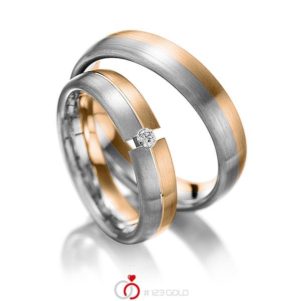 Paar bicolor Trauringe/Eheringe in Roségold 585 Graugold dunkel 585 mit zus. 0,05 ct. Brillant tw, si von 123gold - Y-1051-16 Paar bicolor Trauringe/Eheringe in Roségold 585 Graugold dunkel 585 mit zus. 0,05 ct. Brillant tw, si von 123gold - Y-1051-16