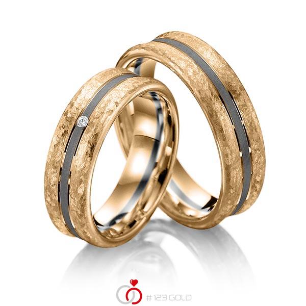 Paar bicolor Trauringe/Eheringe in Roségold 585 Palladium 585 mit zus. 0,01 ct. Brillant tw, si von Merii - M-1057-2 Paar bicolor Trauringe/Eheringe in Roségold 585 Palladium 585 mit zus. 0,01 ct. Brillant tw, si von Merii - M-1057-2