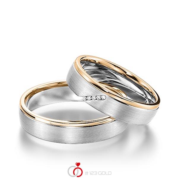 Paar bicolor Trauringe/Eheringe in Roségold 585 Weißgold 585 mit zus. 0,025 ct. Brillant tw, si von acredo - S-1155-3 Paar bicolor Trauringe/Eheringe in Roségold 585 Weißgold 585 mit zus. 0,025 ct. Brillant tw, si von acredo - S-1155-3