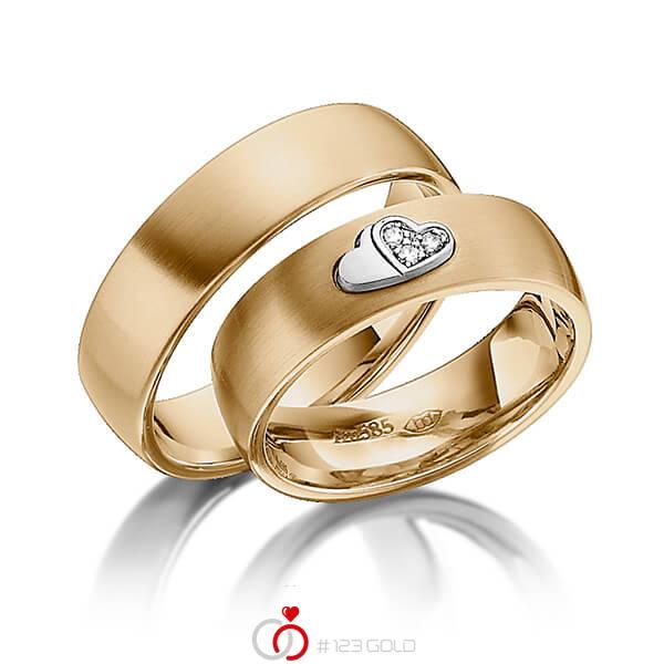 Paar bicolor Trauringe/Eheringe in Roségold 585 Weissgold 585 mit zus. 0,045 ct. Brillant tw, si von 123gold - Y-1339-8 Paar bicolor Trauringe/Eheringe in Roségold 585 Weissgold 585 mit zus. 0,045 ct. Brillant tw, si von 123gold - Y-1339-8