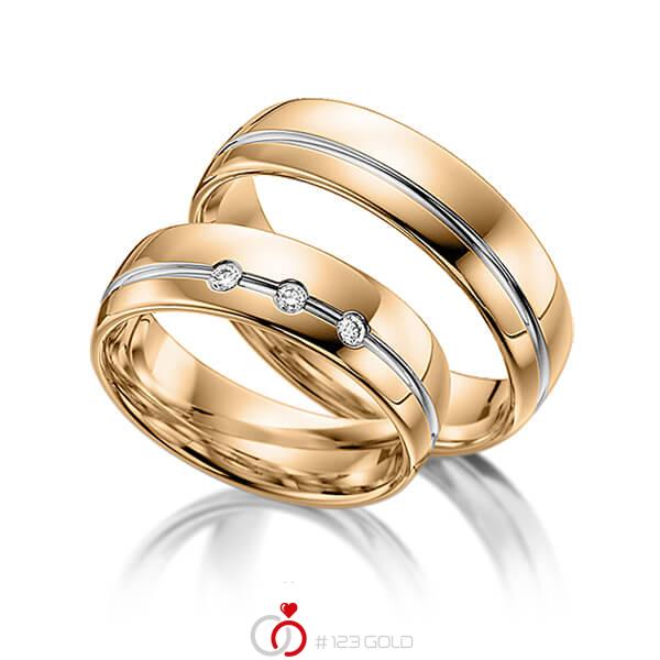Paar bicolor Trauringe/Eheringe in Roségold 585 Weißgold 585 mit zus. 0,045 ct. Brillant tw, si von acredo - S-1097-7 Paar bicolor Trauringe/Eheringe in Roségold 585 Weißgold 585 mit zus. 0,045 ct. Brillant tw, si von acredo - S-1097-7
