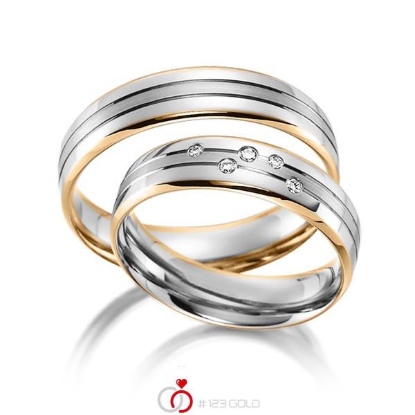 Paar bicolor Trauringe/Eheringe in Roségold 585 Weißgold 585 mit zus. 0,051 ct. Brillant tw, si von acredo - S-1160-2 Paar bicolor Trauringe/Eheringe in Roségold 585 Weißgold 585 mit zus. 0,051 ct. Brillant tw, si von acredo - S-1160-2