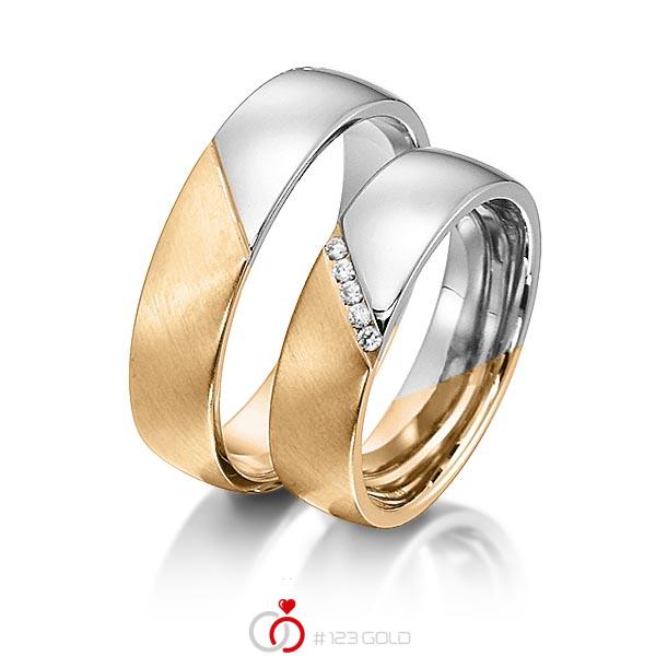Paar bicolor Trauringe/Eheringe in Roségold 585 Weißgold 585 mit zus. 0,05 ct. Brillant tw, si von acredo - S-1148-1 Paar bicolor Trauringe/Eheringe in Roségold 585 Weißgold 585 mit zus. 0,05 ct. Brillant tw, si von acredo - S-1148-1