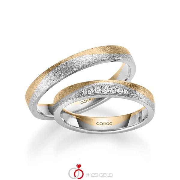 Paar bicolor Trauringe/Eheringe in Roségold 585 Weißgold 585 mit zus. 0,061 ct. Brillant tw, si von acredo - S-1259-1 Paar bicolor Trauringe/Eheringe in Roségold 585 Weißgold 585 mit zus. 0,061 ct. Brillant tw, si von acredo - S-1259-1