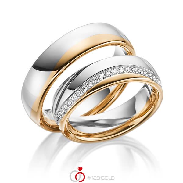 Paar bicolor Trauringe/Eheringe in Roségold 585 Weißgold 585 mit zus. 0,47 ct. Brillant tw, si von Steinberg - Q-1192-5 Paar bicolor Trauringe/Eheringe in Roségold 585 Weißgold 585 mit zus. 0,47 ct. Brillant tw, si von Steinberg - Q-1192-5