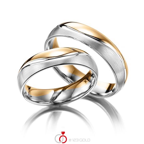 Paar bicolor Trauringe/Eheringe in Roségold 585 Weissgold 585 - NP-1025-4 Paar bicolor Trauringe/Eheringe in Roségold 585 Weissgold 585 - NP-1025-4