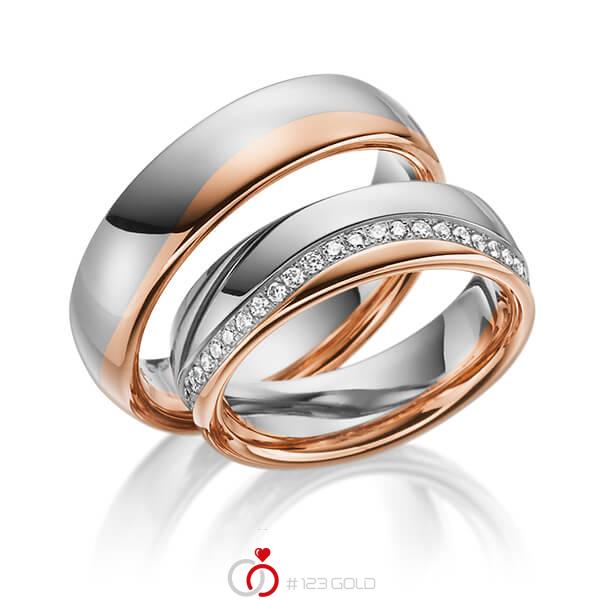 Paar bicolor Trauringe/Eheringe in Rotgold 585 Graugold 585 mit zus. 0,47 ct. Brillant tw, si von Steinberg - Q-1192-3 Paar bicolor Trauringe/Eheringe in Rotgold 585 Graugold 585 mit zus. 0,47 ct. Brillant tw, si von Steinberg - Q-1192-3