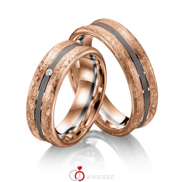 Paar bicolor Trauringe/Eheringe in Rotgold 585 Palladium 585 mit zus. 0,01 ct. Brillant tw, si von Merii - M-1057-4 Paar bicolor Trauringe/Eheringe in Rotgold 585 Palladium 585 mit zus. 0,01 ct. Brillant tw, si von Merii - M-1057-4