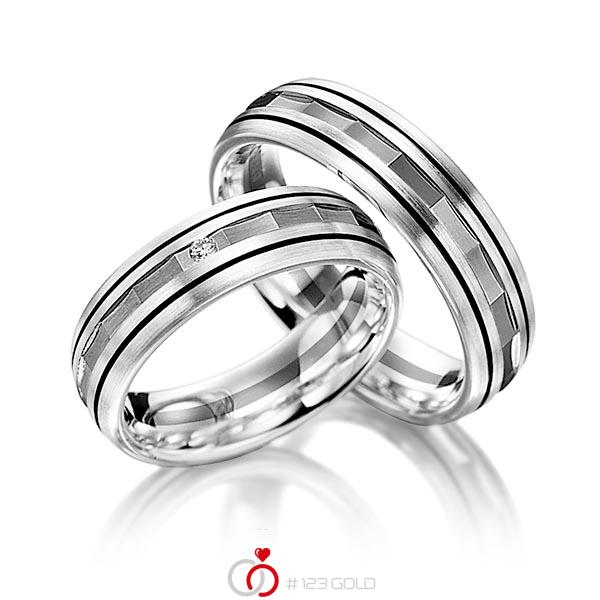 Paar bicolor Trauringe/Eheringe in Silber 925 Palladium 585 mit zus. 0,02 ct. Brillant tw, si von Merii - M-1064-4 Paar bicolor Trauringe/Eheringe in Silber 925 Palladium 585 mit zus. 0,02 ct. Brillant tw, si von Merii - M-1064-4