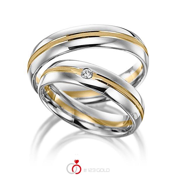 Paar Bicolor Trauringe Eheringe In Weissgold 333 Gelbgold 333 Mit Zus 0 025 Ct Brillant Tw Si Von Merii