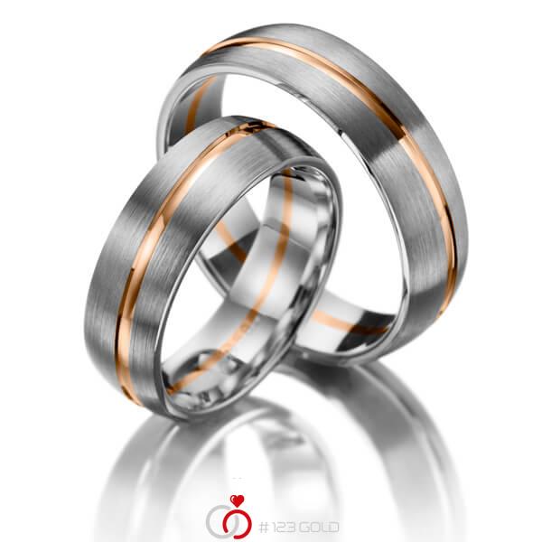 Paar bicolor Trauringe/Eheringe in Weißgold 375 Rotgold 375 - NP-1045-2 Paar bicolor Trauringe/Eheringe in Weißgold 375 Rotgold 375 - NP-1045-2