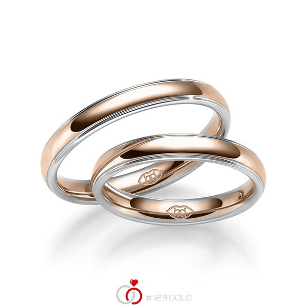 Paar bicolor Trauringe/Eheringe in Weißgold 375 Rotgold 375 - NP-1162-2 Paar bicolor Trauringe/Eheringe in Weißgold 375 Rotgold 375 - NP-1162-2