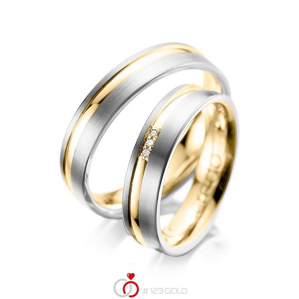 Paar bicolor Trauringe/Eheringe in Weißgold 585 Gelbgold 585 mit zus. 0,015 ct. Brillant tw, si von acredo - A-1039-12 Paar bicolor Trauringe/Eheringe in Weißgold 585 Gelbgold 585 mit zus. 0,015 ct. Brillant tw, si von acredo - A-1039-12