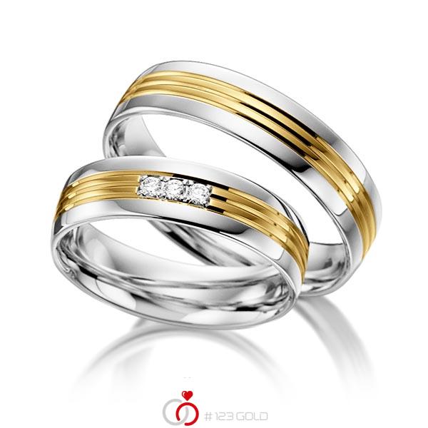 Paar bicolor Trauringe/Eheringe in Weißgold 585 Gelbgold 585 mit zus. 0,045 ct. Brillant tw, si von acredo - S-1100-7 Paar bicolor Trauringe/Eheringe in Weißgold 585 Gelbgold 585 mit zus. 0,045 ct. Brillant tw, si von acredo - S-1100-7