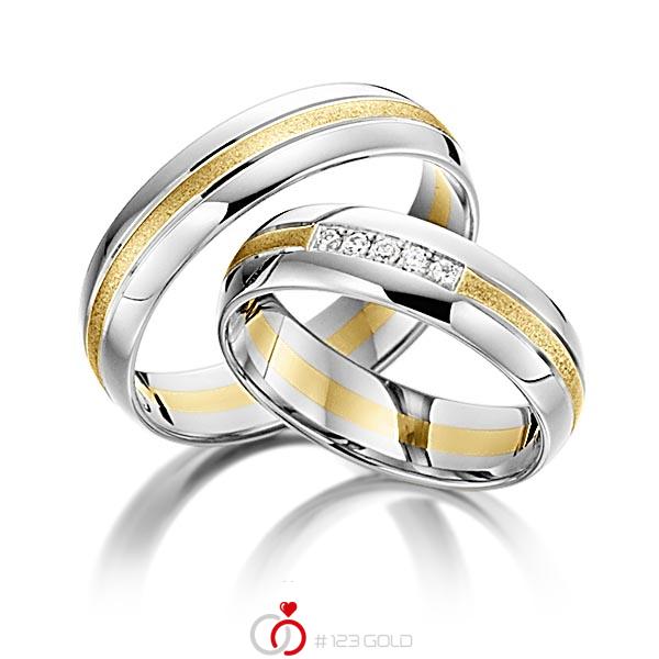 Paar bicolor Trauringe/Eheringe in Weißgold 585 Gelbgold 585 mit zus. 0,05 ct. Brillant tw, si von acredo - S-1108-1 Paar bicolor Trauringe/Eheringe in Weißgold 585 Gelbgold 585 mit zus. 0,05 ct. Brillant tw, si von acredo - S-1108-1