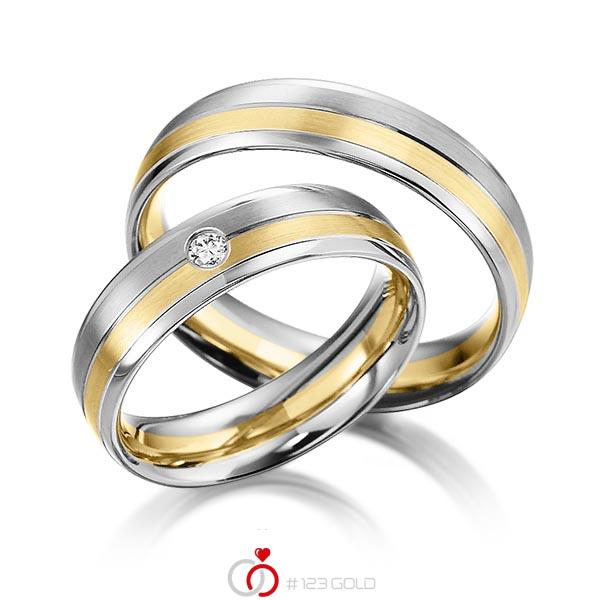 Paar bicolor Trauringe/Eheringe in Weißgold 585 Gelbgold 585 mit zus. 0,05 ct. Brillant tw, si von acredo - S-1156-3 Paar bicolor Trauringe/Eheringe in Weißgold 585 Gelbgold 585 mit zus. 0,05 ct. Brillant tw, si von acredo - S-1156-3