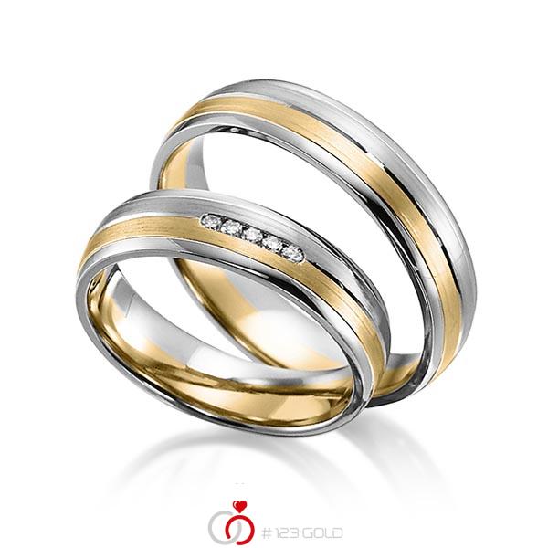 Paar bicolor Trauringe/Eheringe in Weißgold 585 Gelbgold 585 mit zus. 0,05 ct. Brillant tw, si von acredo - S-1157-1 Paar bicolor Trauringe/Eheringe in Weißgold 585 Gelbgold 585 mit zus. 0,05 ct. Brillant tw, si von acredo - S-1157-1