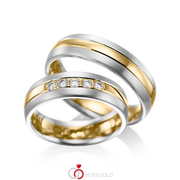 Paar bicolor Trauringe/Eheringe in Weißgold 585 Gelbgold 585 mit zus. 0,2 ct. Brillant tw, si von acredo - A-1001-9 Paar bicolor Trauringe/Eheringe in Weißgold 585 Gelbgold 585 mit zus. 0,2 ct. Brillant tw, si von acredo - A-1001-9