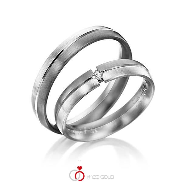 Paar bicolor Trauringe/Eheringe in Weissgold 585 Graugold 585 mit zus. 0,03 ct. Prinzess-Diamant tw, si von 123gold - Y-1036-1 Paar bicolor Trauringe/Eheringe in Weissgold 585 Graugold 585 mit zus. 0,03 ct. Prinzess-Diamant tw, si von 123gold - Y-1036-1
