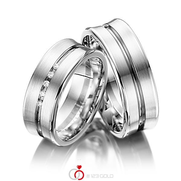 Paar bicolor Trauringe/Eheringe in Weißgold 585 Graugold 585 mit zus. 0,05 ct. Brillant tw, si von Steinberg - Q-1233-2 Paar bicolor Trauringe/Eheringe in Weißgold 585 Graugold 585 mit zus. 0,05 ct. Brillant tw, si von Steinberg - Q-1233-2